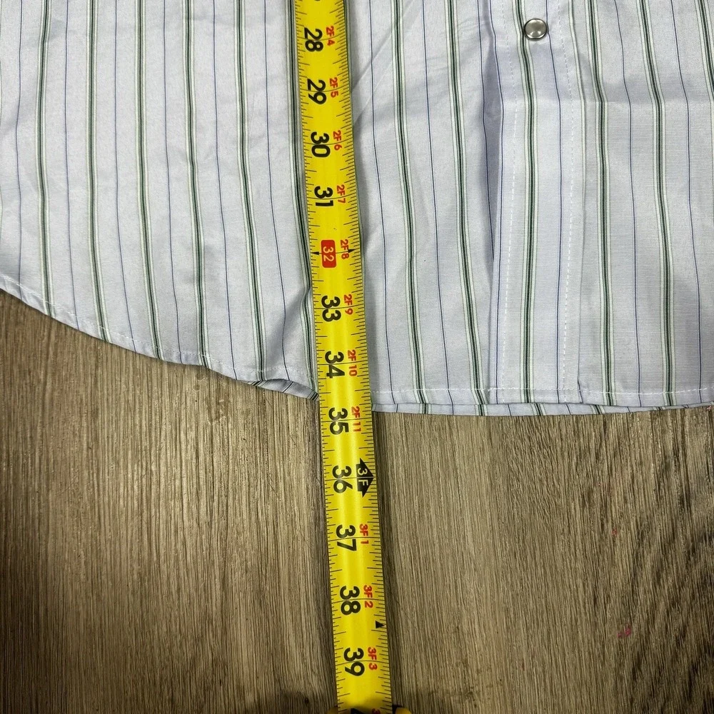 Roper Western Pearl Snap Shirt Mens 2XL Blue Striped Long‎ Sleeve Button Up
